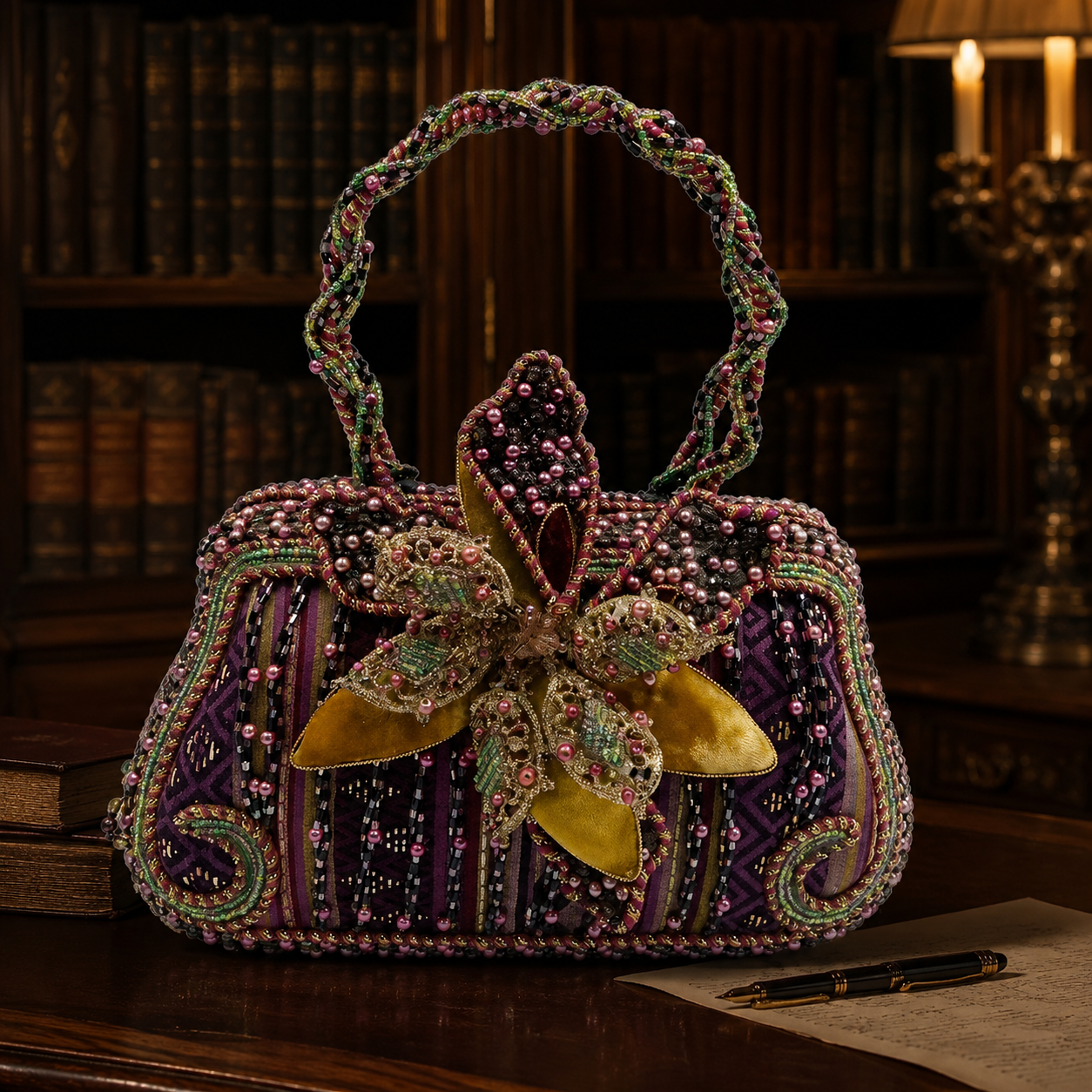 Vintage Retired Mary Frances Beaded Flower Handbag | Multicolor Embellished Collector Purse