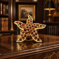 Swarovski Gold Tone Orange Crystal Starfish Brooch Pin | Coastal Nautical Statement Jewelry