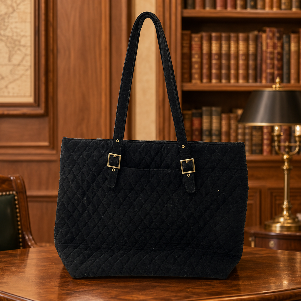 Vera Bradley Women's Tote Bag Black Quilted Fabric