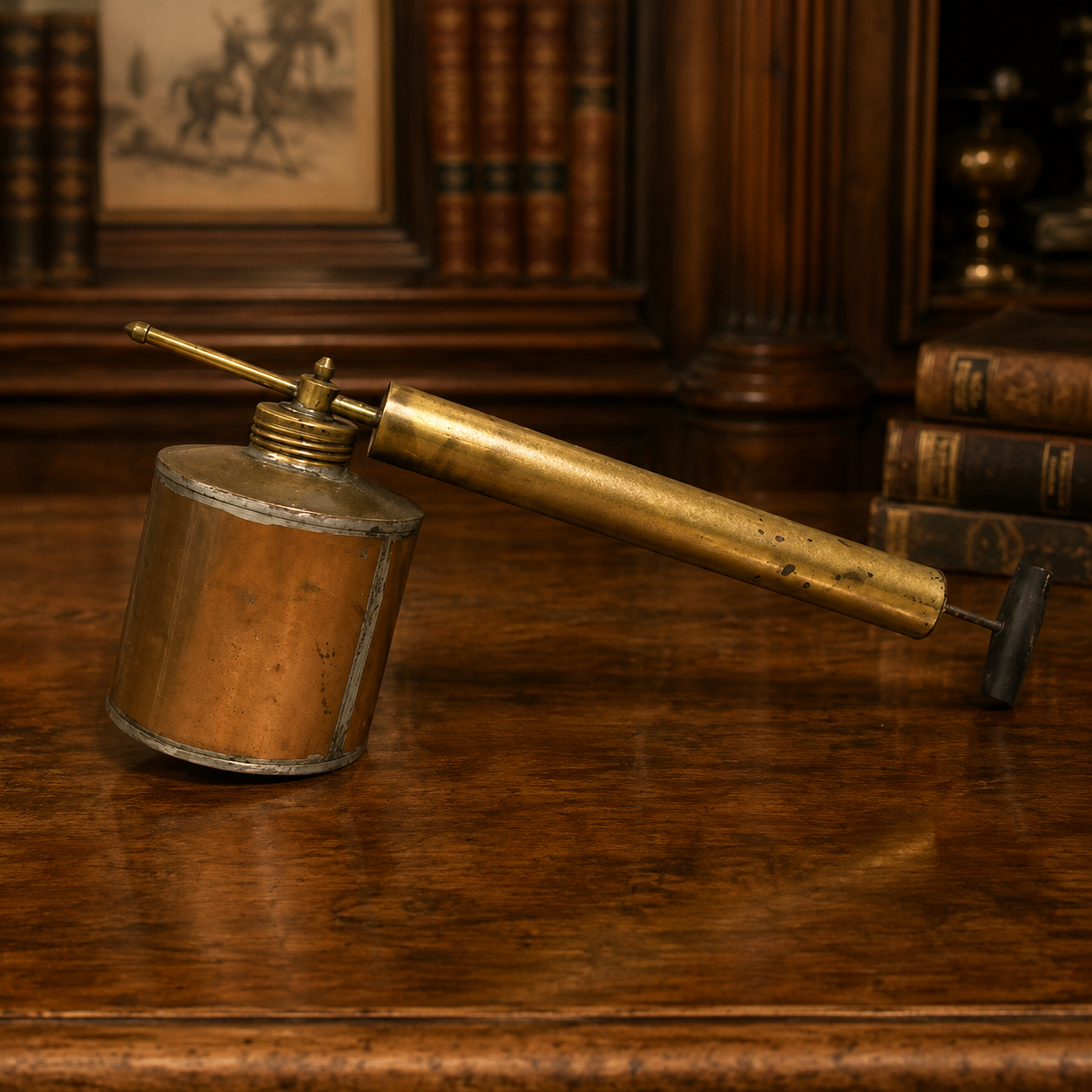 Vintage Brass Pump Sprayer with Long Wand, Cinematic Gangster Speakeasy Decor