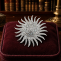 Camrose & Kross Crystal Sunburst Brooch with Box, Jacqueline Kennedy Collection Statement Pin