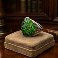 Sterling Silver Chrome Diopside Dome Cluster Ring w Copper, 7.1g