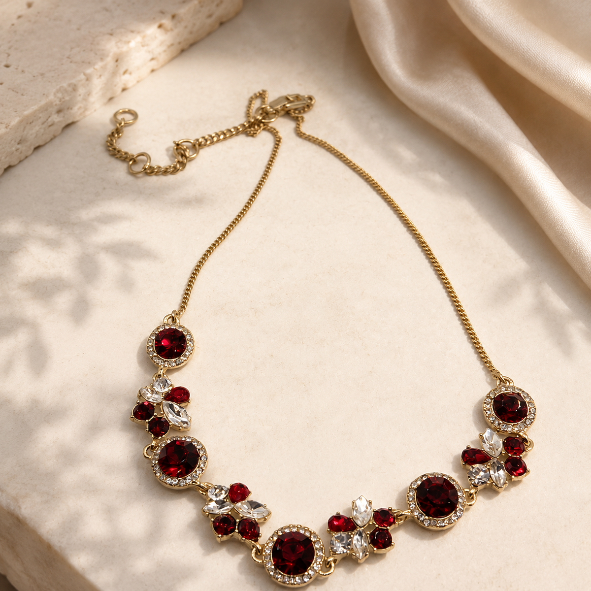 Givenchy Gold-Tone Mixed Crystal Halo & Cluster Statement Necklace