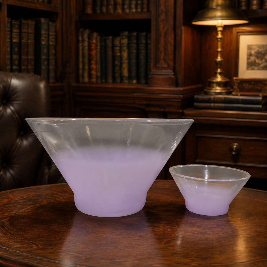 Pair of lavender frosted glass bowls
