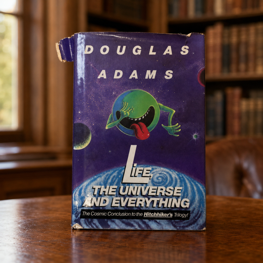 Life, the Universe and Everything by Douglas Adams, 1982 hardcover in purple dust jacket