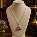 Fashion Gold Tone Rhinestone Cherry Pendant Necklace 20g