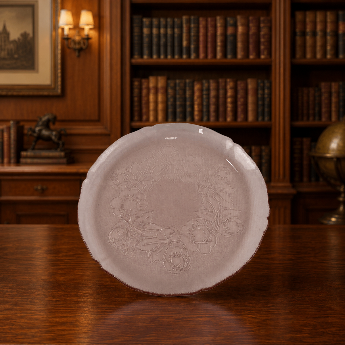Vintage Pink Depression Glass Cabbage Rose Platter