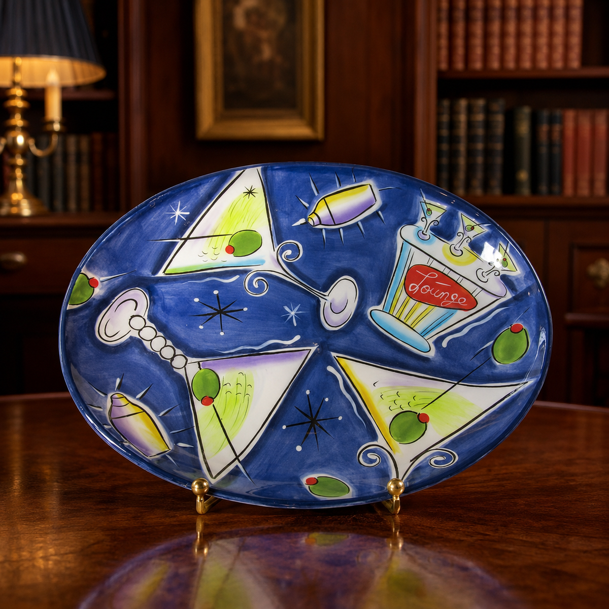 Clay Art Martini Lounge Hand-Painted Ceramic Party Tray