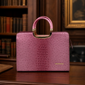 Dasein Pink Faux Ostrich Embossed Structured Handbag