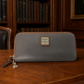 Dooney & Bourke Pebbled Leather Double Zip-Around Wallet Clutch in Elephant Gray