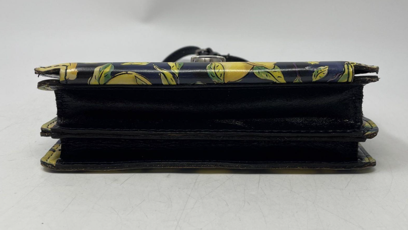 Patricia Nash Positano Navy Lemon Print Leather Flap Crossbody Bag