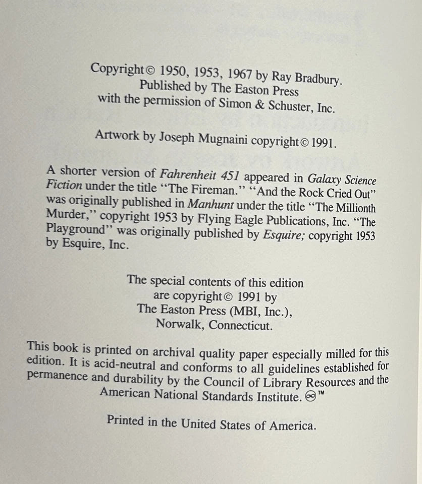 Fahrenheit 451 by Ray Bradbury Easton Press Leather Hardcover