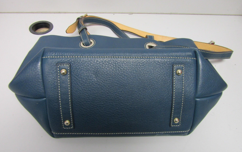 Dooney & Bourke Deep Teal Leather Tote Bag Strappy Shoulder Bag Pebble Grain