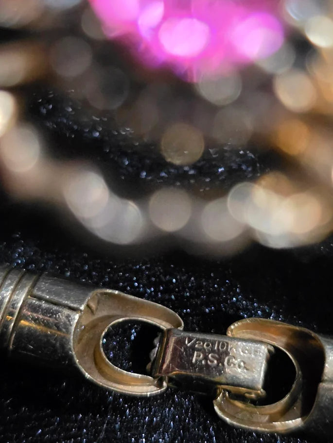 Vintage 1/20 10K Gold Filled Pink Stone Bracelet Signed P.S. Co Mid Century Fine Vintage Jewelry