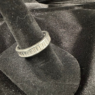 Silver Tone Baguette Crystal Band Ring