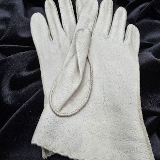 Vintage Genuine Deerskin Leather Ladies Gloves | Cream Dress Gloves Size 6½