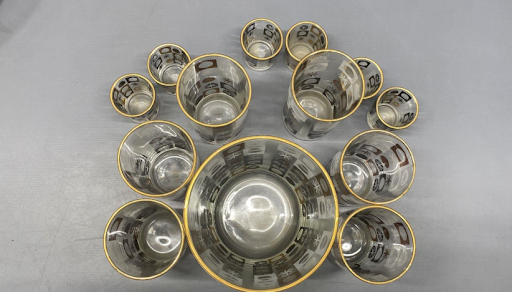 1950s Atomic Barware Set with Gold Starburst