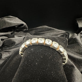 Silver Tone Square Crystal Tennis Bracelet