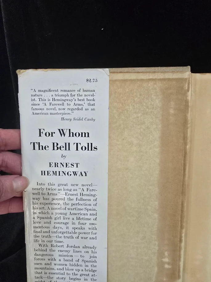 For Whom the Bell Tolls by Ernest Hemingway 1940 First Edition First Printing Scribners Hardcover with Dust Jacket A Printing