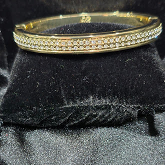 Vintage Tommy Bahama Gold Tone Rhinestone Bangle Bracelet Estate Designer Vintage Jewelry