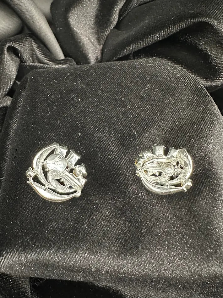 Lisner silver-tone swirl cluster clip earrings with round and baguette rhinestones, view 2