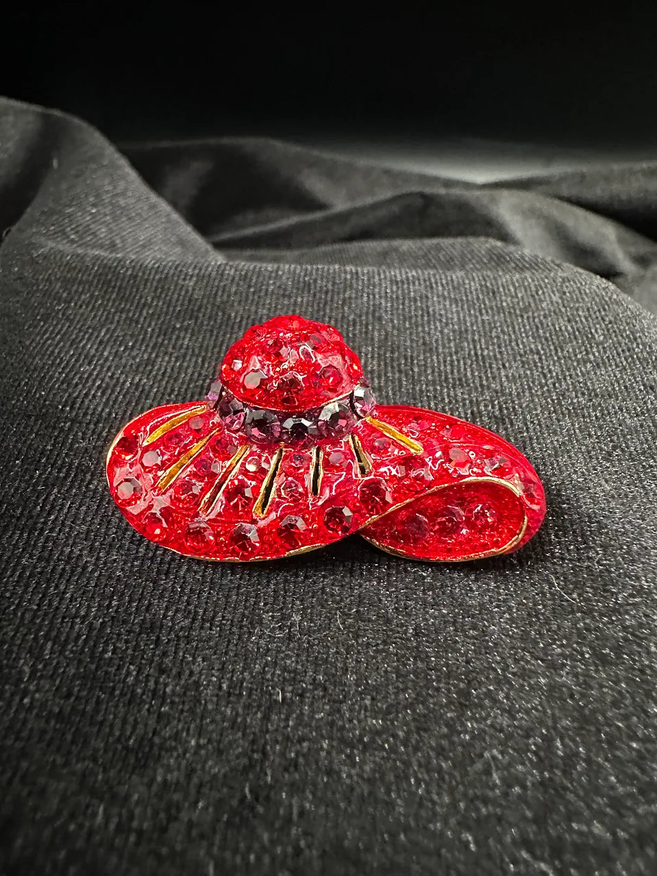 Red Crystal Hat Brooch