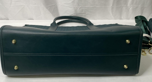 Green Quilted Laptop Briefcase Set – Tote Work Bag with Matching Case & Strap – Office Travel Carryall