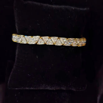 Vintage Triangle Cut CZ Tennis Bracelet Gold Tone High Sparkle Geometric Line Bracelet Curated Estate Glam
