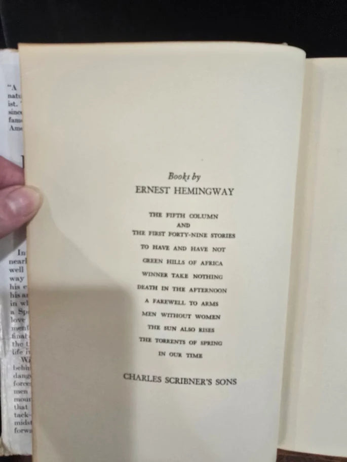 For Whom the Bell Tolls by Ernest Hemingway 1940 First Edition First Printing Scribners Hardcover with Dust Jacket A Printing