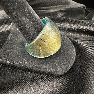 Blue Glass Dome Ring Wide Band