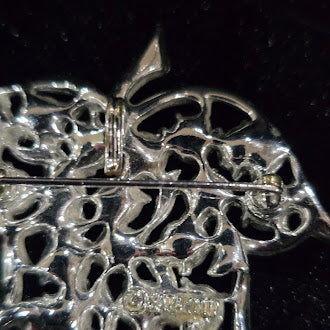 Sarah Coventry aurora borealis crystal leaf brooch in silver tone, view 4