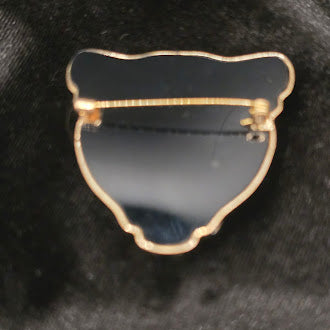 Gold-tone openwork leopard face brooch with clear rhinestone accents, view 4