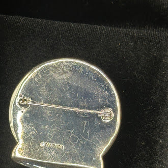Signed Napier Christmas snow globe brooch with enamel cabin and tree scene and rhinestones, view 4