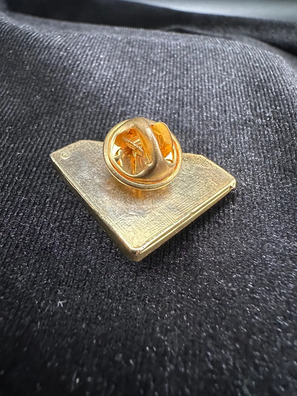 Gold Tone Geometric Crystal Triangle Brooch