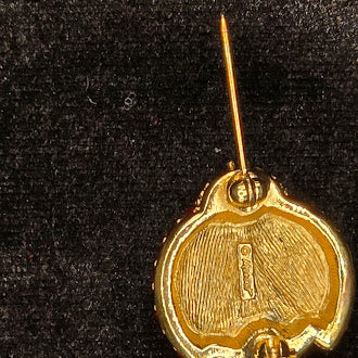 Monet Gold Tone Red Rhinestone Ladybug Brooch | Signed Pave Crystal Insect Pin