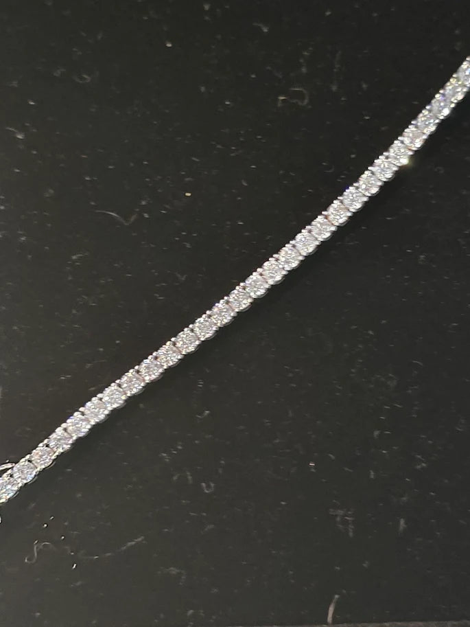 (SOLD) 925 Sterling Silver CZ Tennis Bracelet 7” Round Cut Diamond Look Classic Sparkle