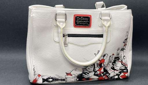 Loungefly Dr. Seuss Cat in the Hat Satchel, White Printed Handbag