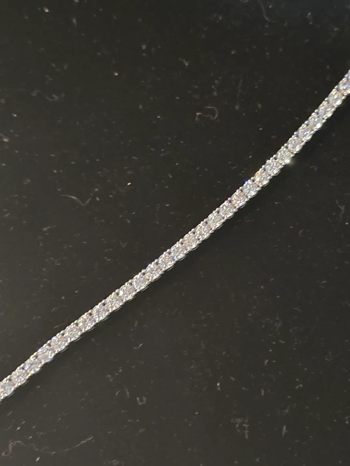 (SOLD) 925 Sterling Silver CZ Tennis Bracelet 7” Round Cut Diamond Look Classic Sparkle