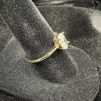 Gold Vermeil 925 Sterling Silver Oval CZ Solitaire Ring Size 6.75