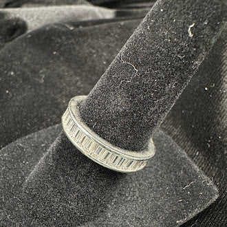 Silver Tone Baguette Crystal Band Ring