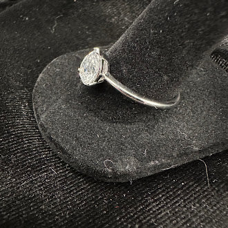 Sterling Silver Pear Cut CZ Solitaire Ring | Elegant Minimalist Teardrop Engagement Style Ring