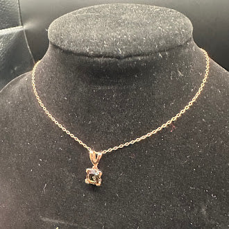 Rose Gold Tone Smoky Quartz Necklace and Stud Earrings Set | Matching Pendant Jewelry Set