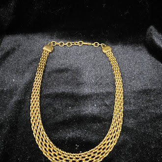 Vintage Gold Tone Multi-Strand Chain Necklace, Unsigned Statement Collar Necklace, Classic Estate Layered Chain Jewelry