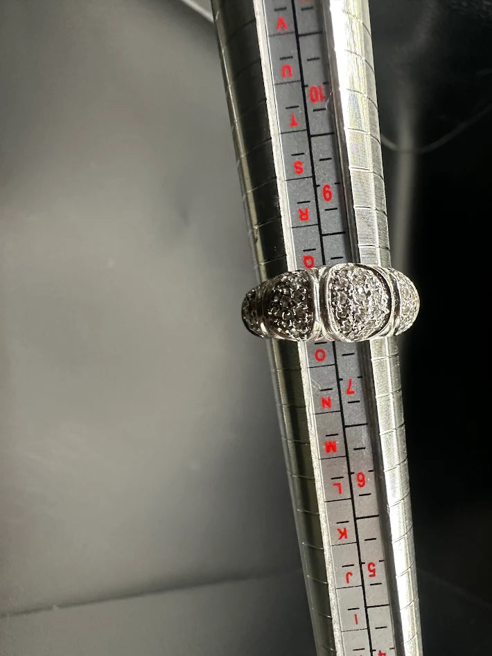 Sterling silver Tone Textured Dome Panel Ring