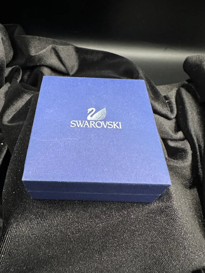Swarovski Crystal Cufflinks Silver Tone Square Men's Jewelry with Original Box