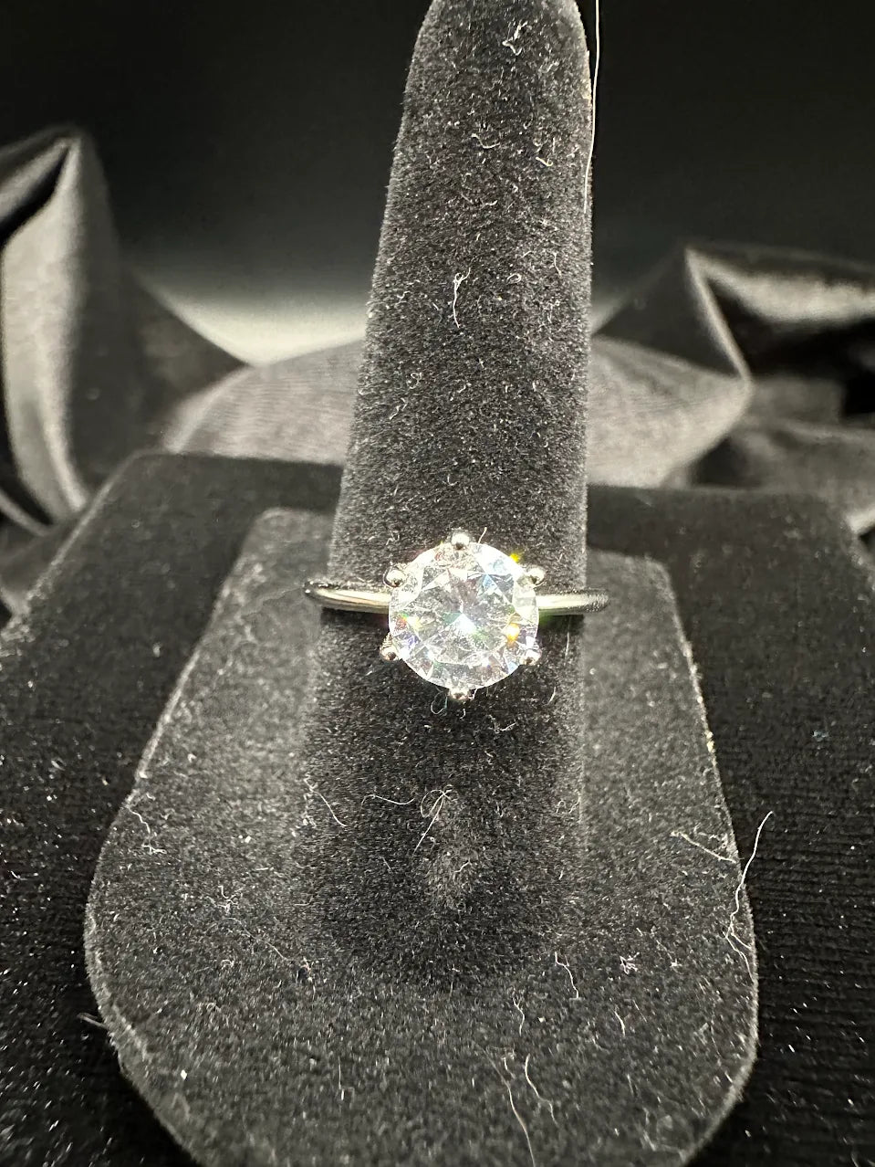 Sterling Silver Solitaire Ring Size 6 | Clear Stone Classic Prong Setting