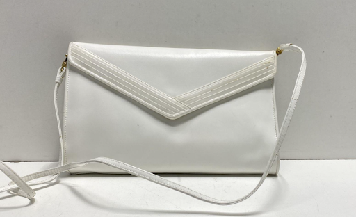 Mary Ann Rosenfield White Leather Envelope Flap Shoulder Bag Vintage Minimalist Purse
