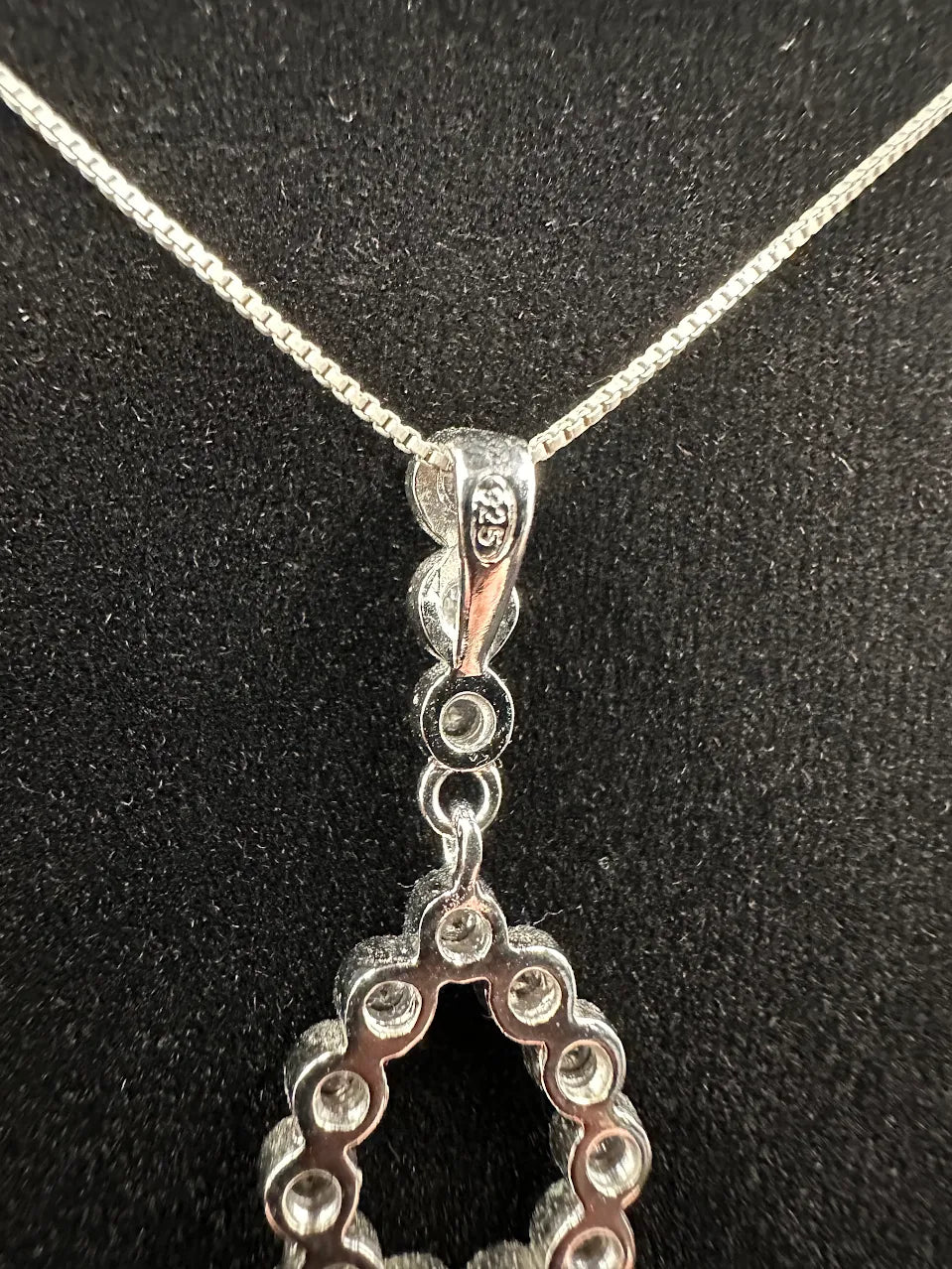 925 sterling silver crystal teardrop pendant necklace