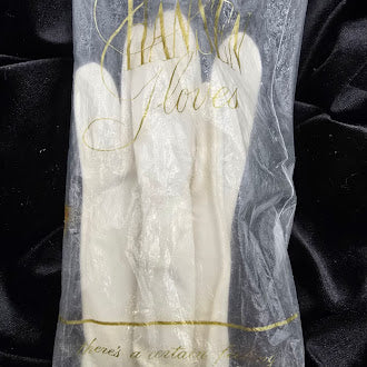 White ladies dress gloves with visible age spots, view 7