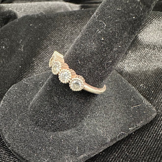 Vintage Sterling Silver 5-Stone Cubic Zirconia Ring Milgrain Anniversary Style Size 6.25